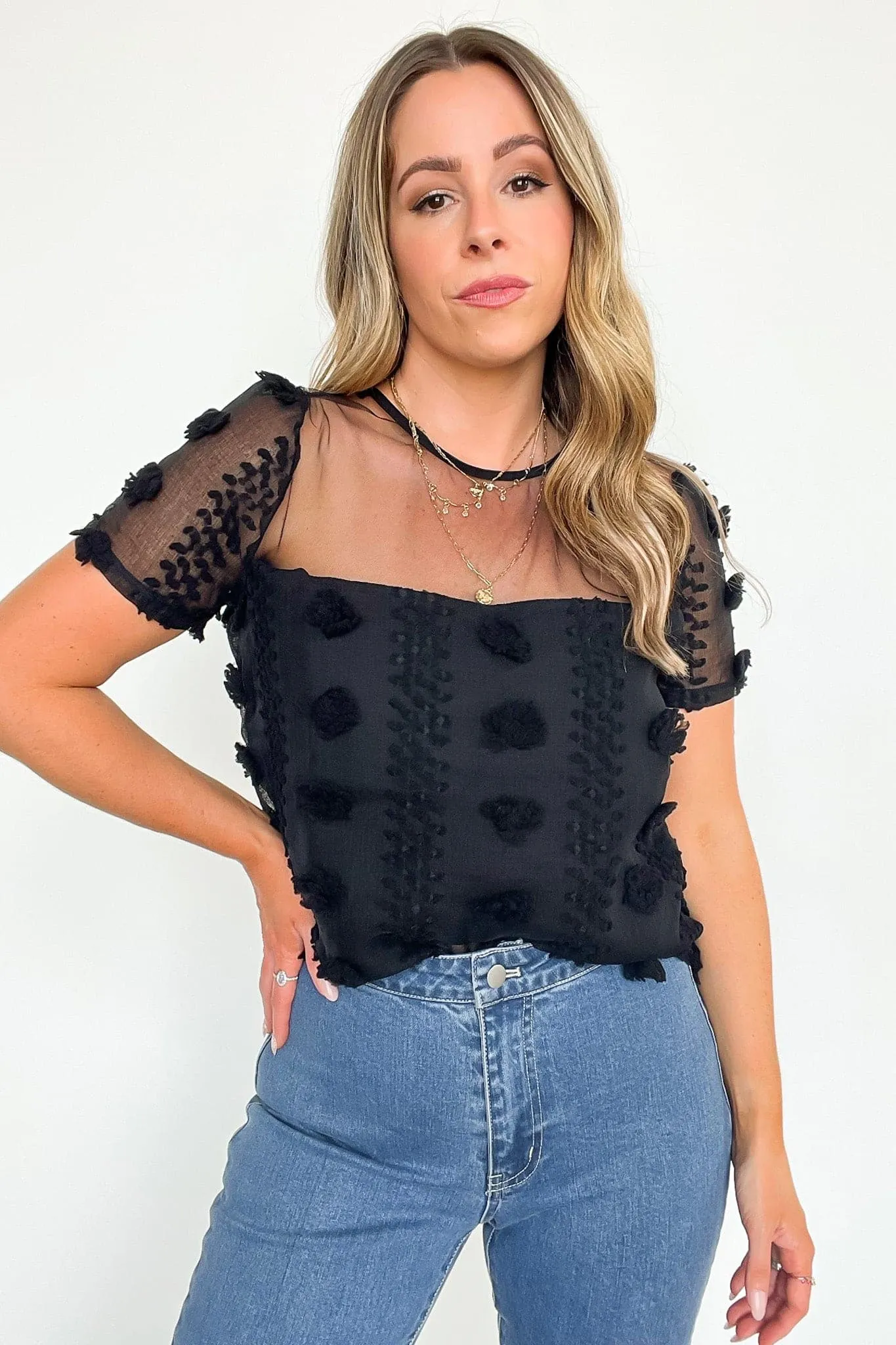 Idyllic Perfection Sheer Pom Pom Detail Top - FINAL SALE