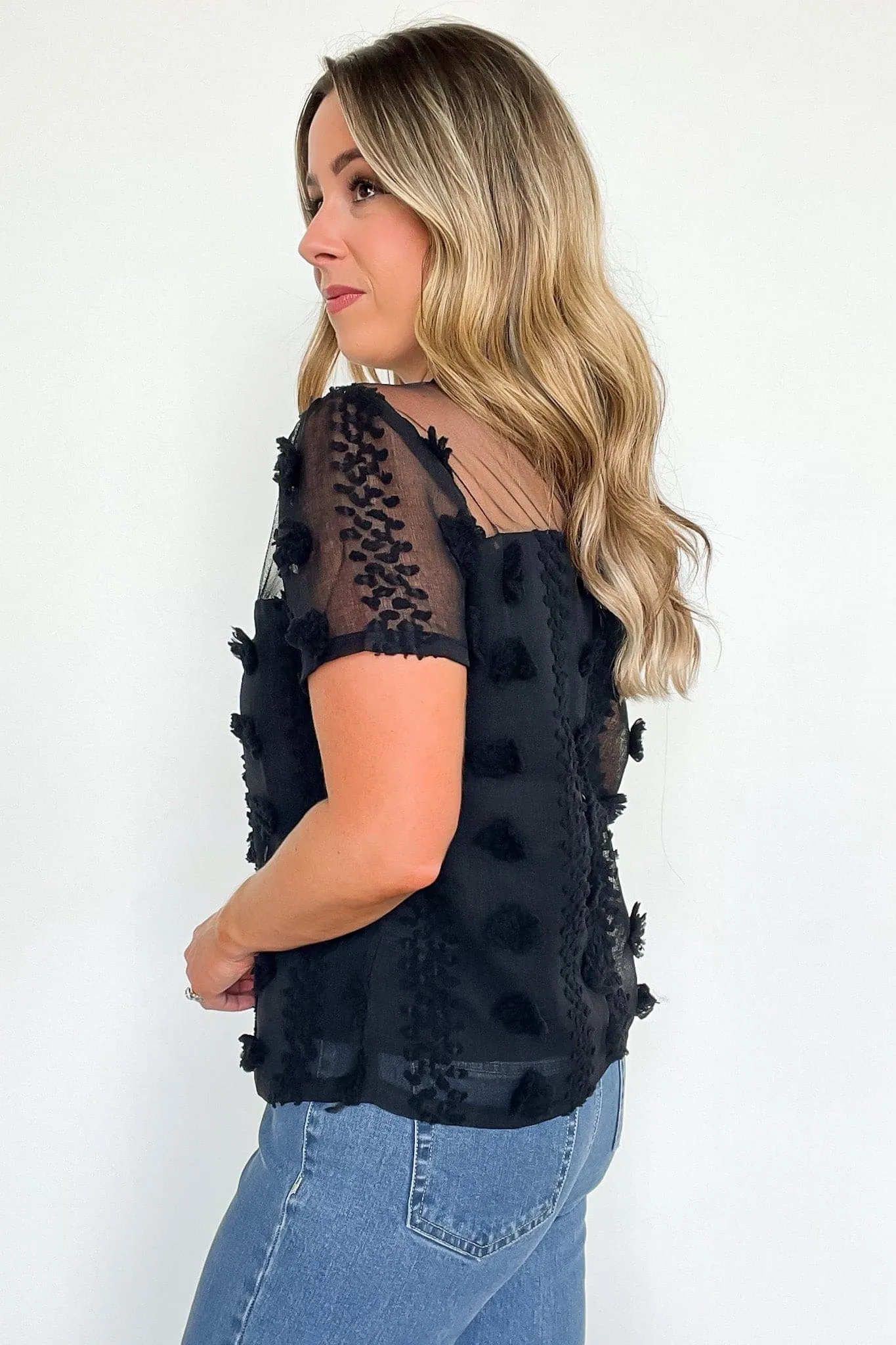 Idyllic Perfection Sheer Pom Pom Detail Top - FINAL SALE