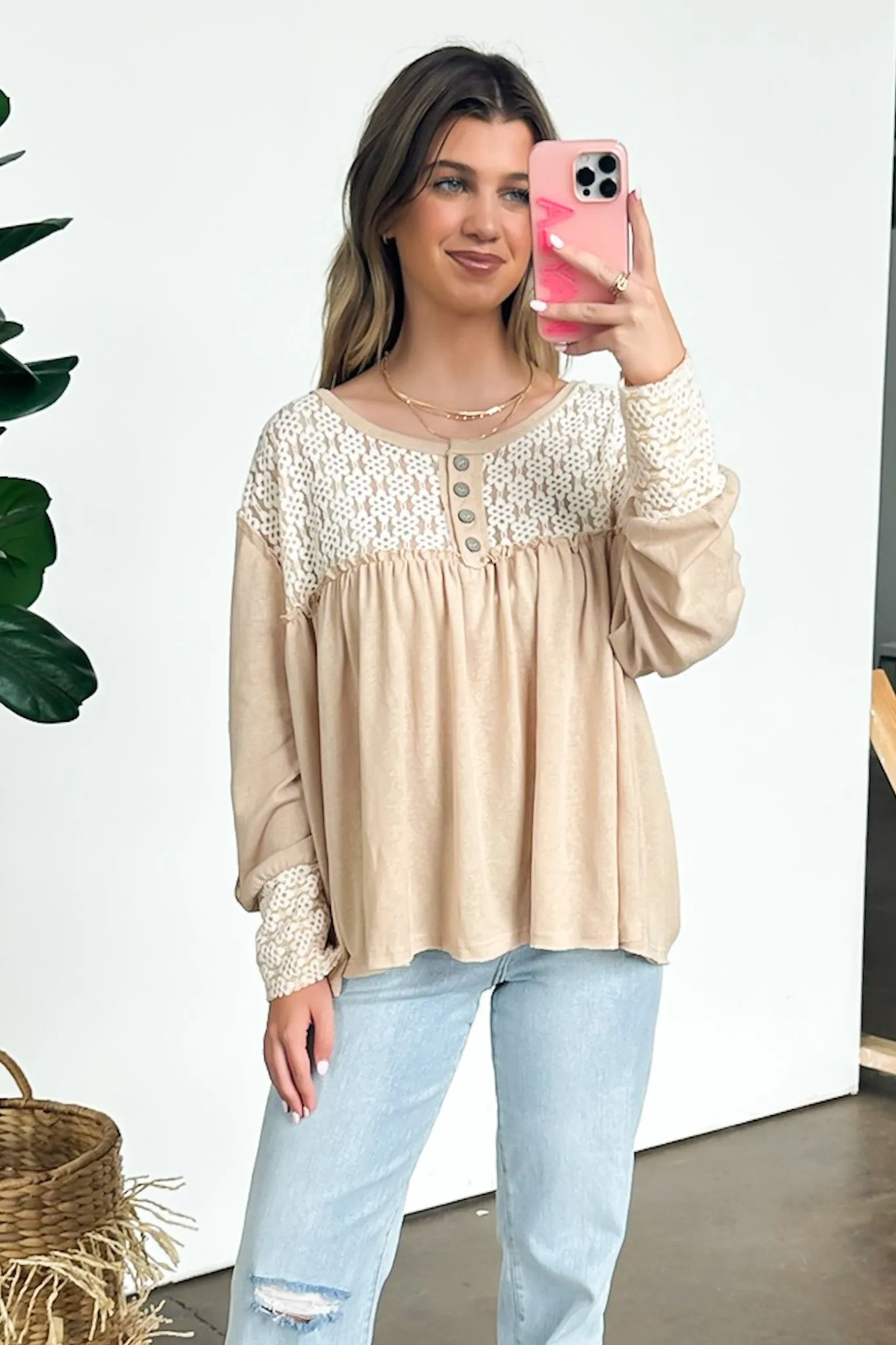 Ines Lace Contrast Flowy Top - FINAL SALE