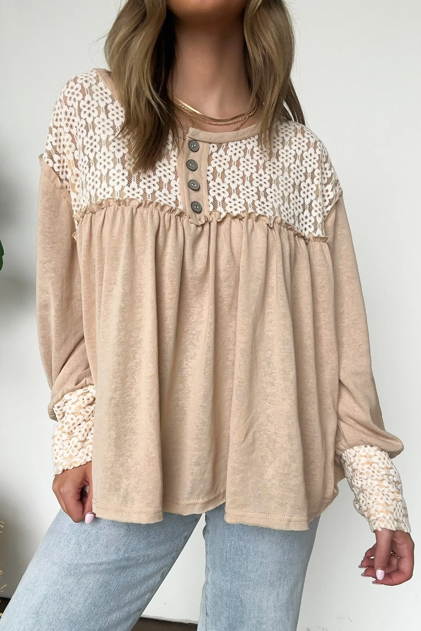 Ines Lace Contrast Flowy Top - FINAL SALE