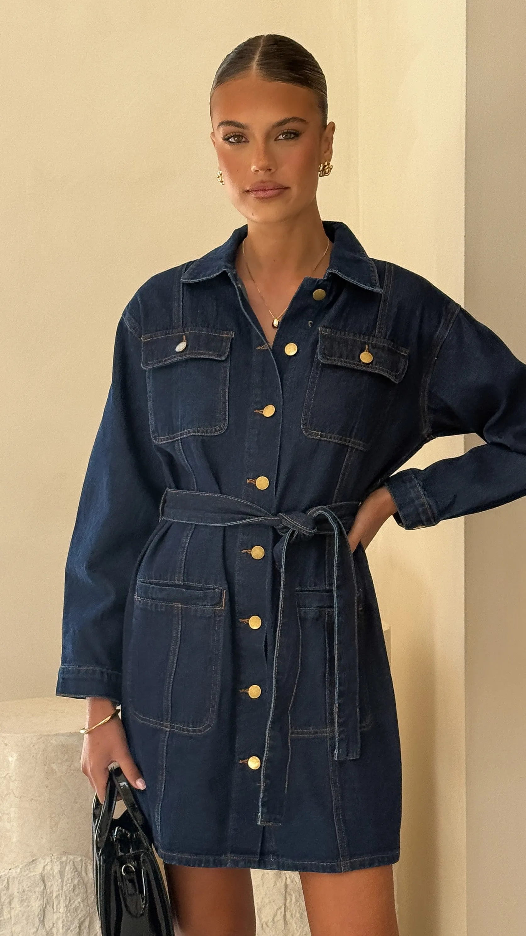 Insta-Worthy Kailas Mini Dress - Indigo Denim  Stylish & Comfortable