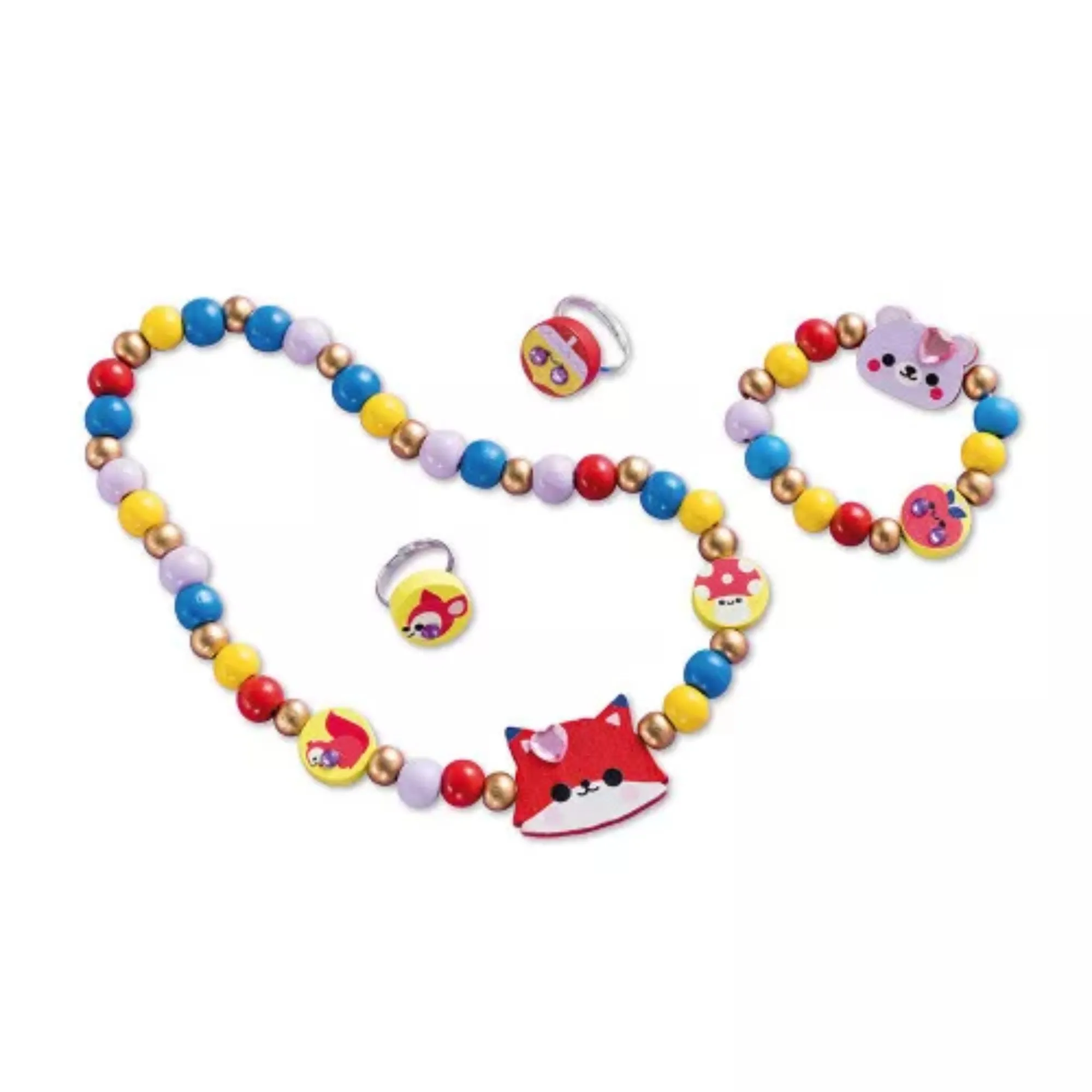 Janod 4 Pieces of Wooden Jewellery To Make Pretty Forest