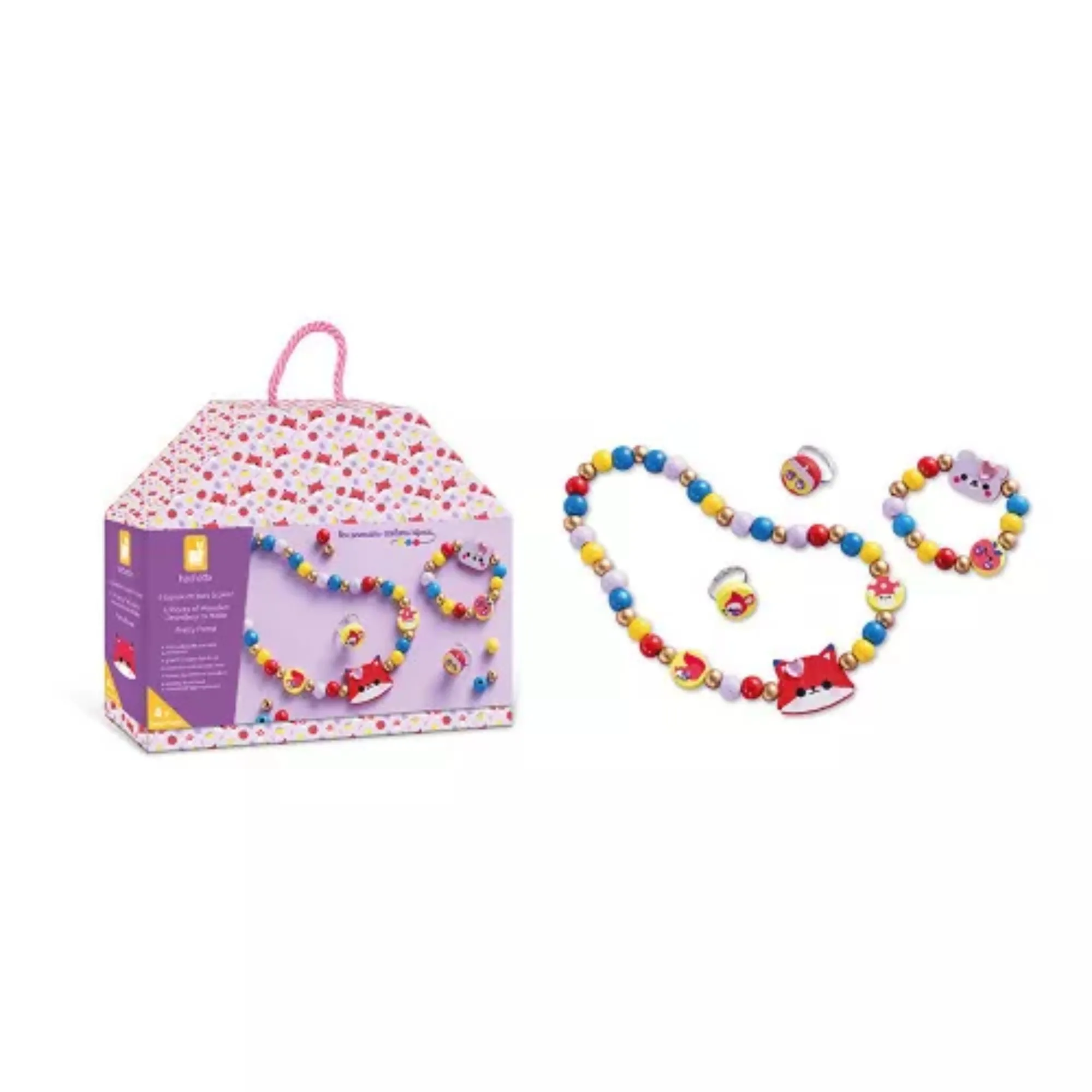 Janod 4 Pieces of Wooden Jewellery To Make Pretty Forest