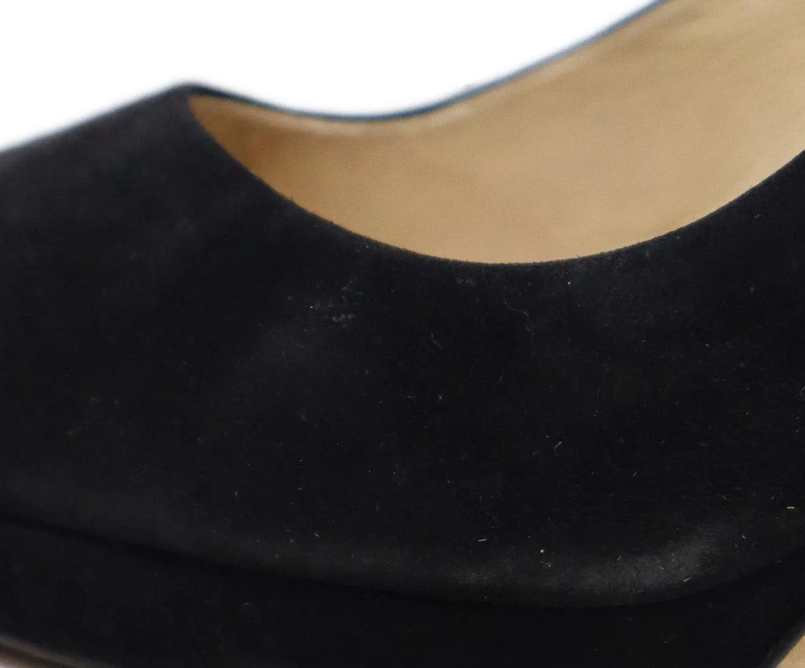 Jimmy Choo Black Suede & Patent Leather Heels sz 5.5