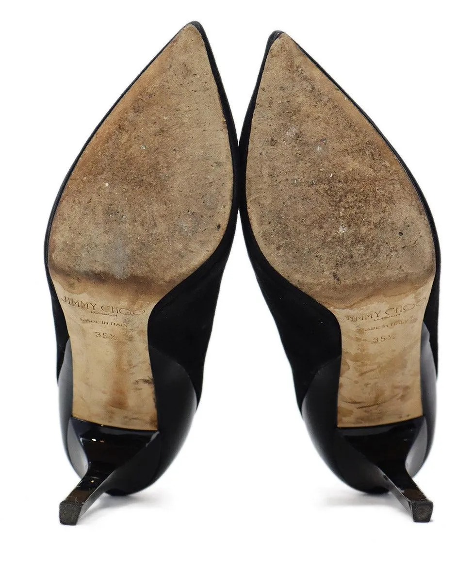 Jimmy Choo Black Suede & Patent Leather Heels sz 5.5