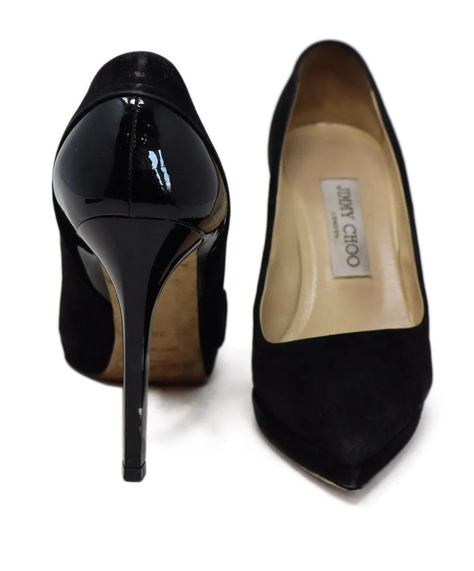 Jimmy Choo Black Suede & Patent Leather Heels sz 5.5