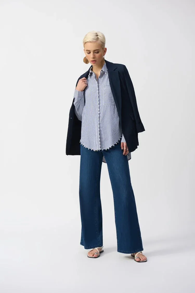 Joseph Ribkoff - Striped Stretch Cotton Shirt - 251942 - Blue/White Stripe