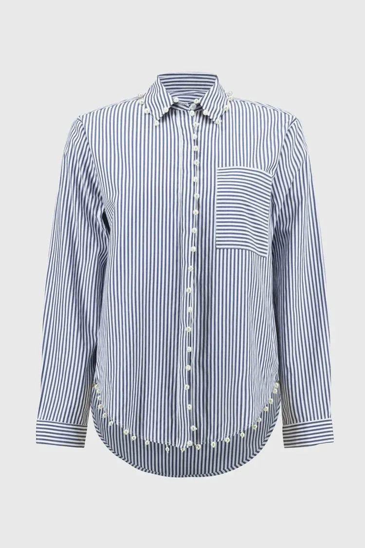Joseph Ribkoff - Striped Stretch Cotton Shirt - 251942 - Blue/White Stripe