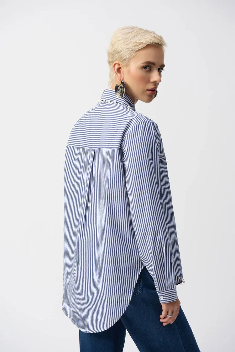 Joseph Ribkoff - Striped Stretch Cotton Shirt - 251942 - Blue/White Stripe