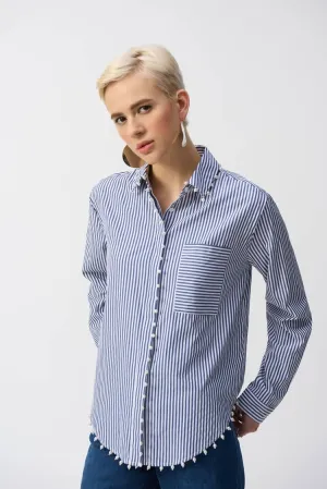 Joseph Ribkoff - Striped Stretch Cotton Shirt - 251942 - Blue/White Stripe