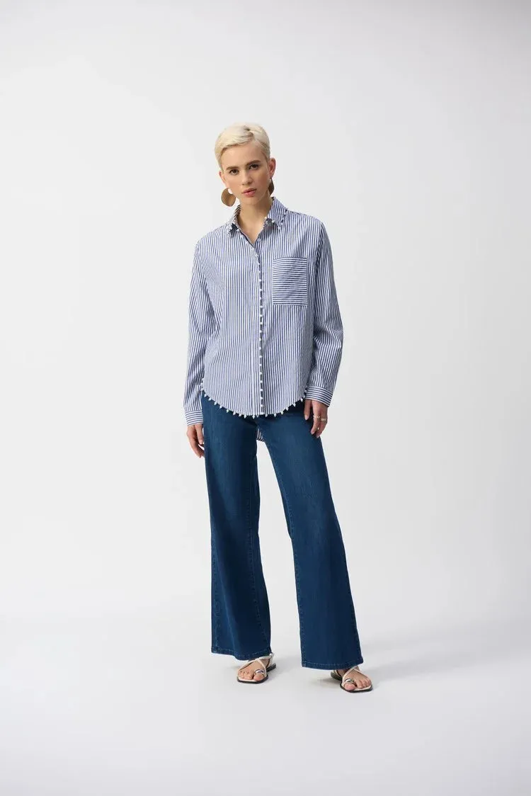 Joseph Ribkoff - Striped Stretch Cotton Shirt - 251942 - Blue/White Stripe