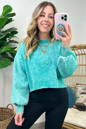 Kerie Acid Wash Fleece Cropped Pullover - FINAL SALE