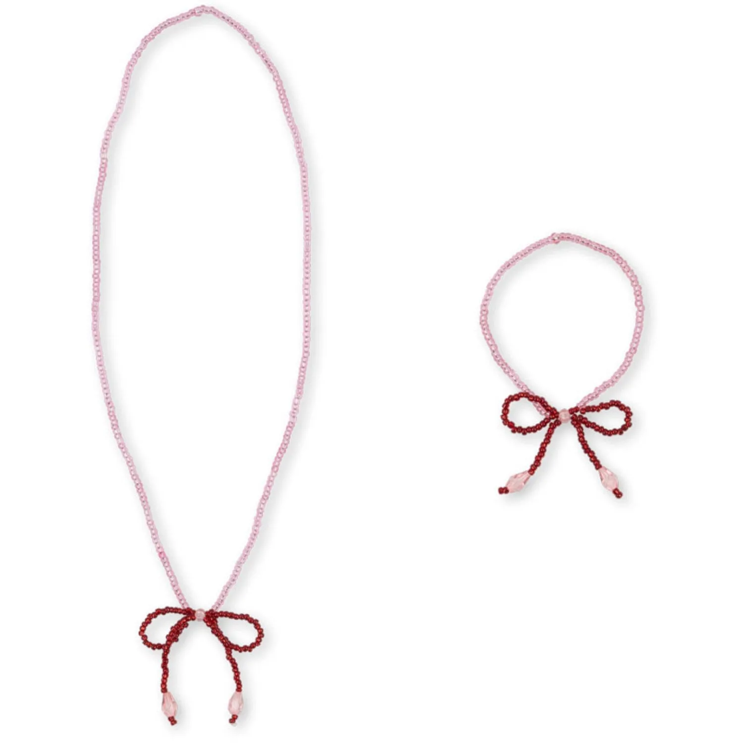 Konges Sljd Mellow Rose/Rio Red Pearly Necklace & Bracelet Set