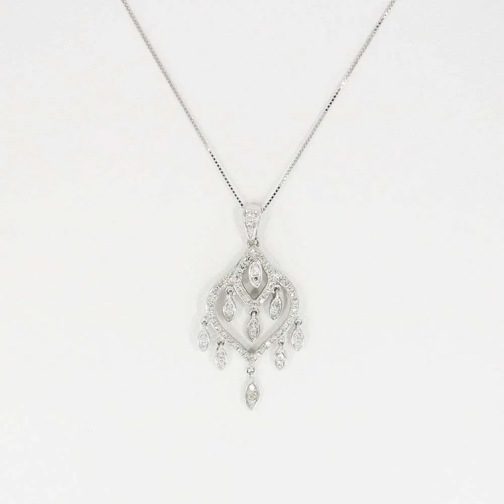 Ladies 9ct White Gold 0.62cts Diamond Pendant and Chain P51