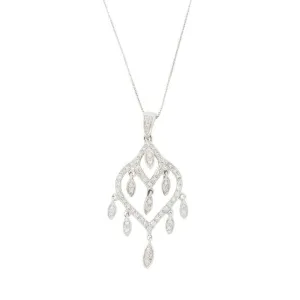 Ladies 9ct White Gold 0.62cts Diamond Pendant and Chain P51
