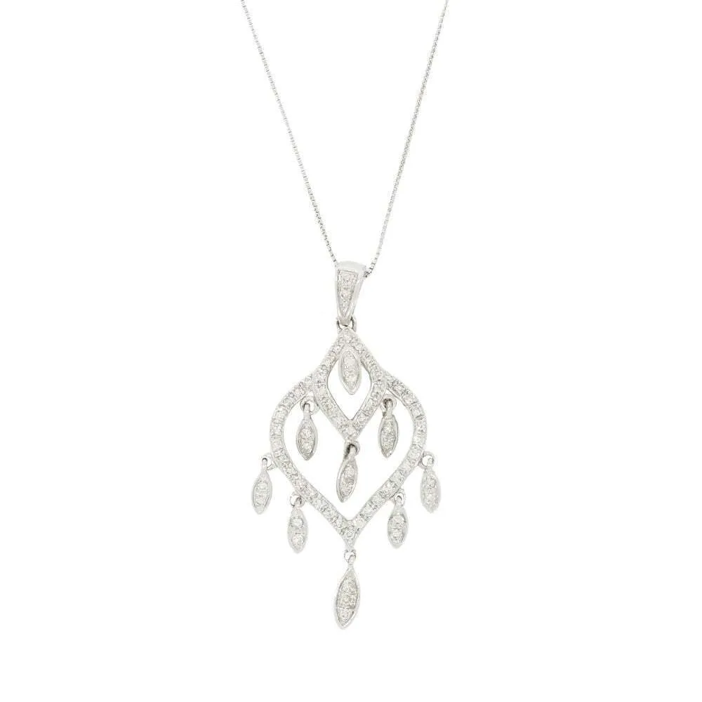 Ladies 9ct White Gold 0.62cts Diamond Pendant and Chain P51