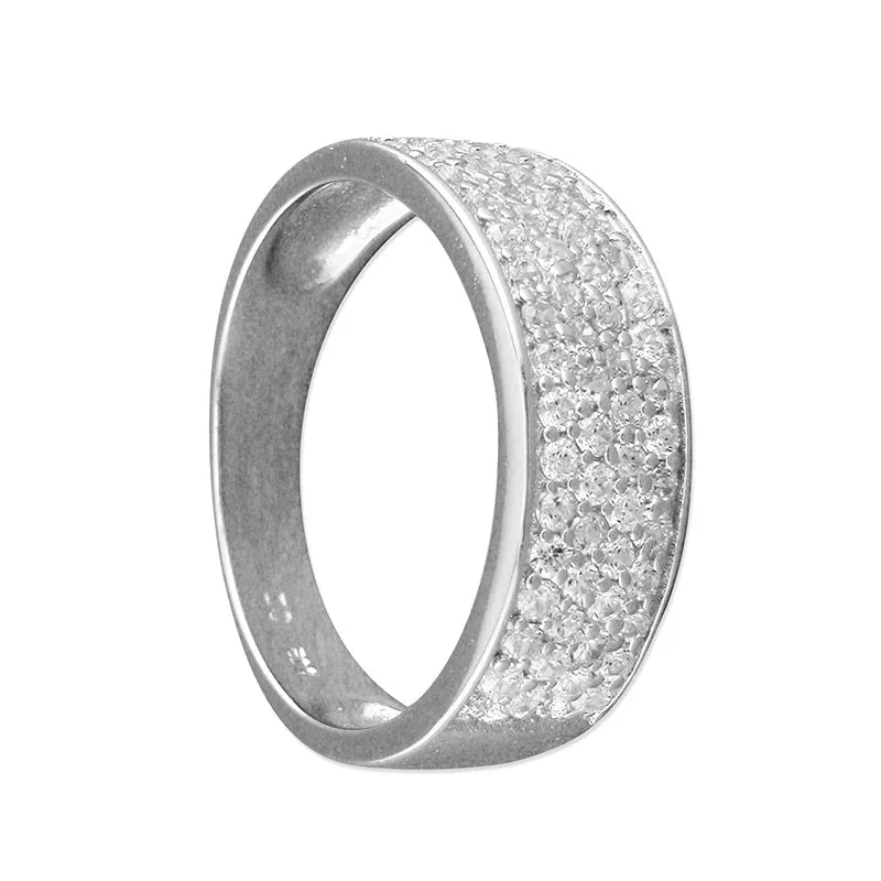 Ladies Sterling Silver Cubic Zirconia Pave Ring Size P