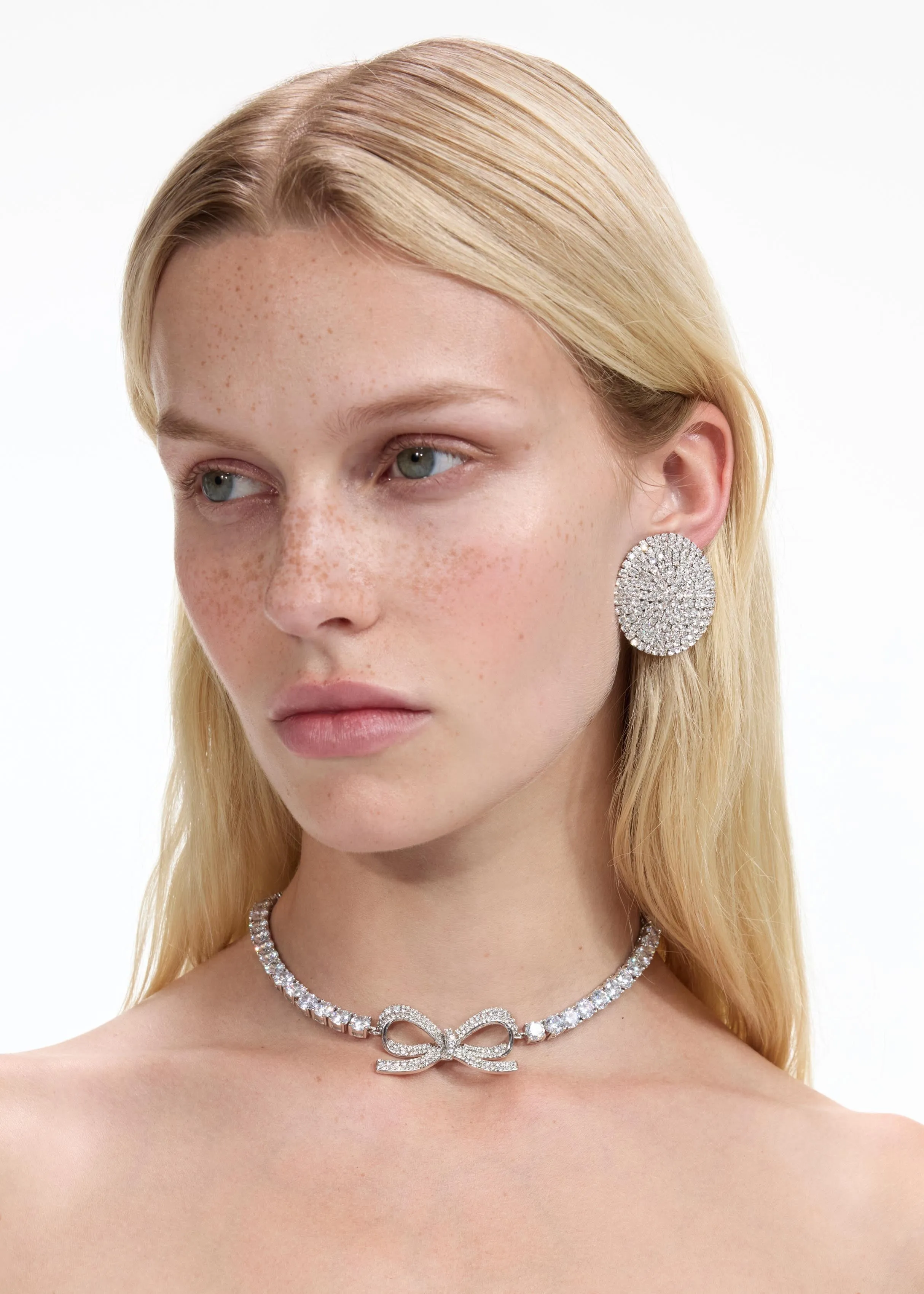 Large Round Crystal Earrings Self Portrait