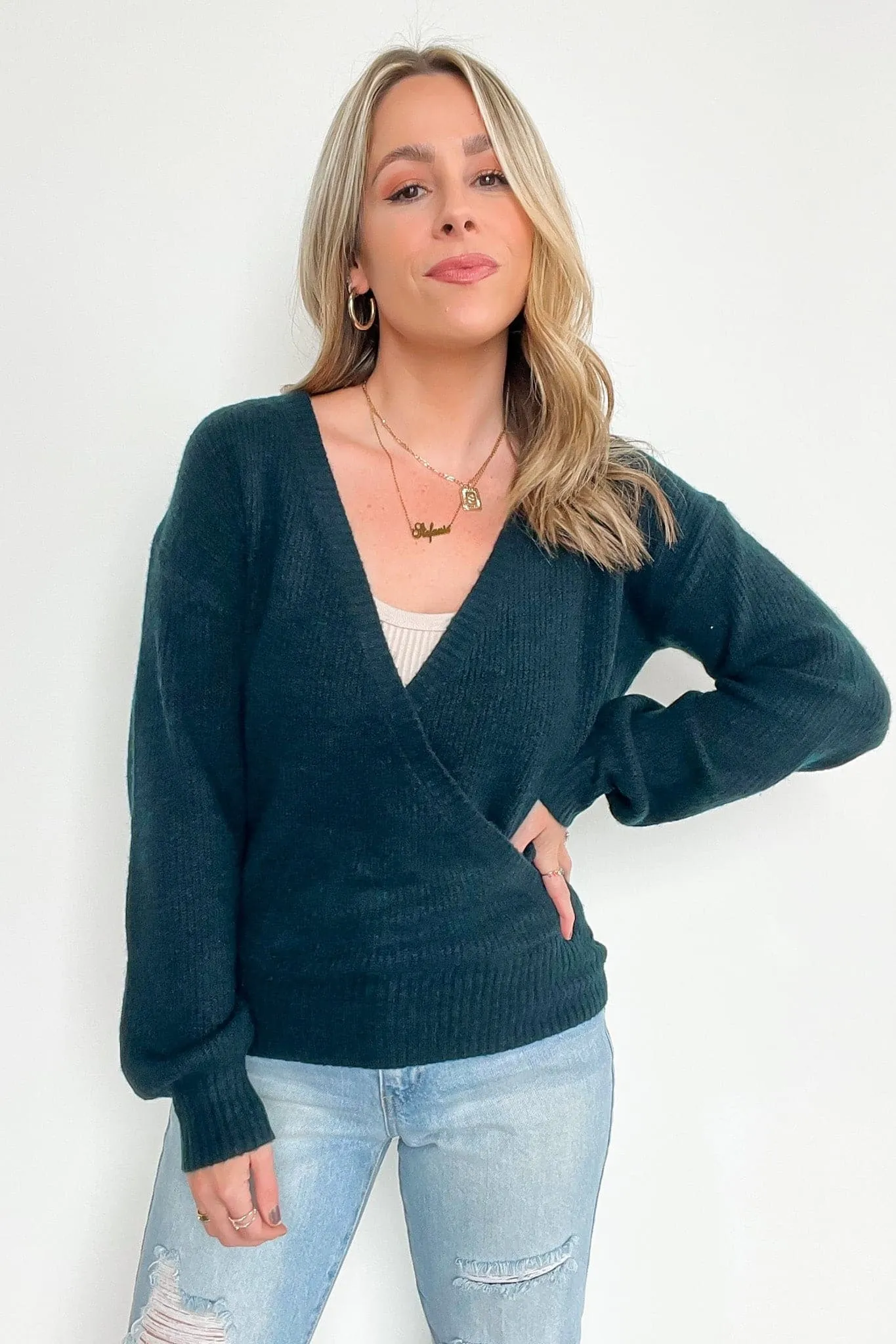 Leandrah Surplice V-Neck Sweater - FINAL SALE
