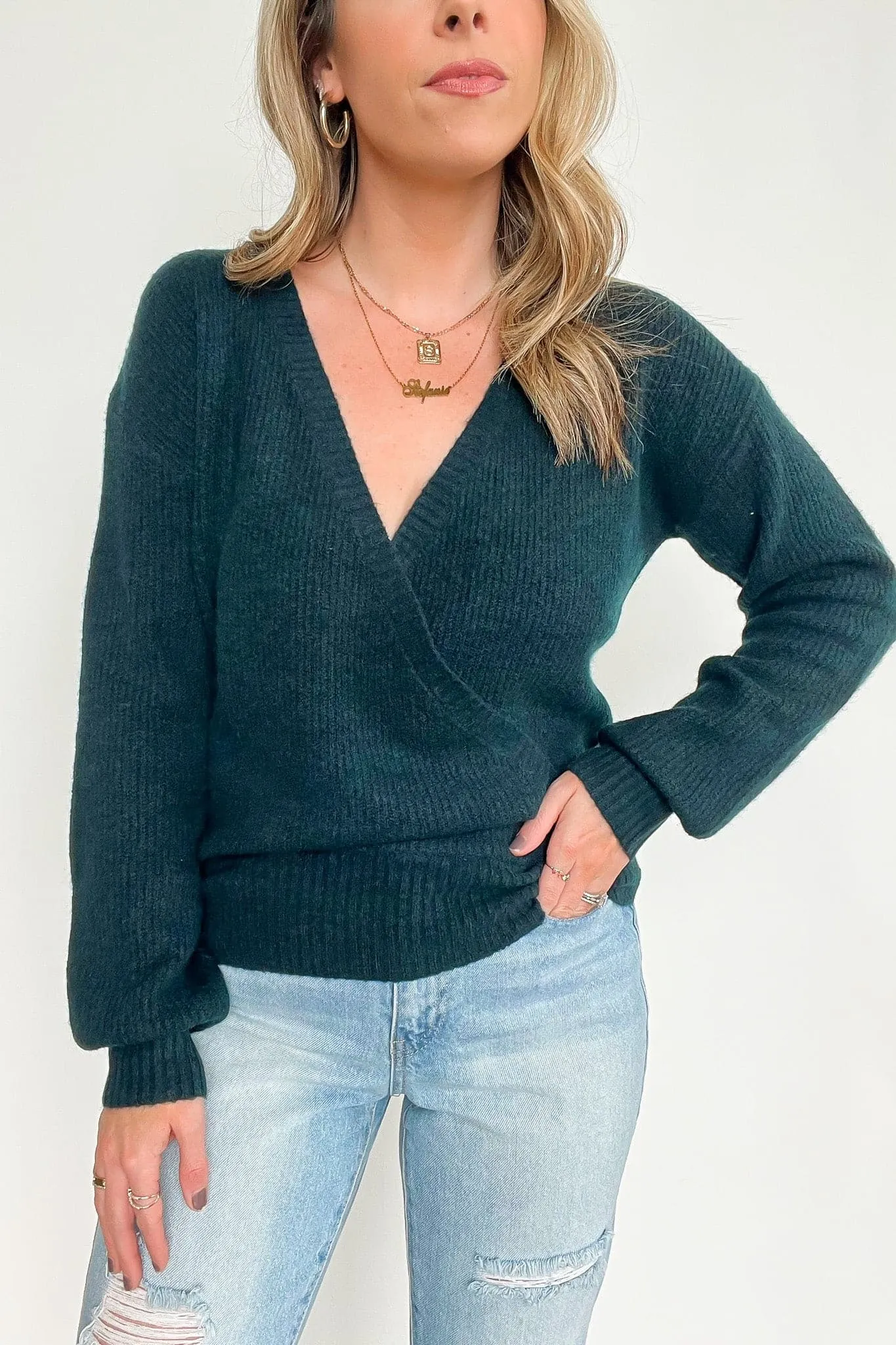 Leandrah Surplice V-Neck Sweater - FINAL SALE