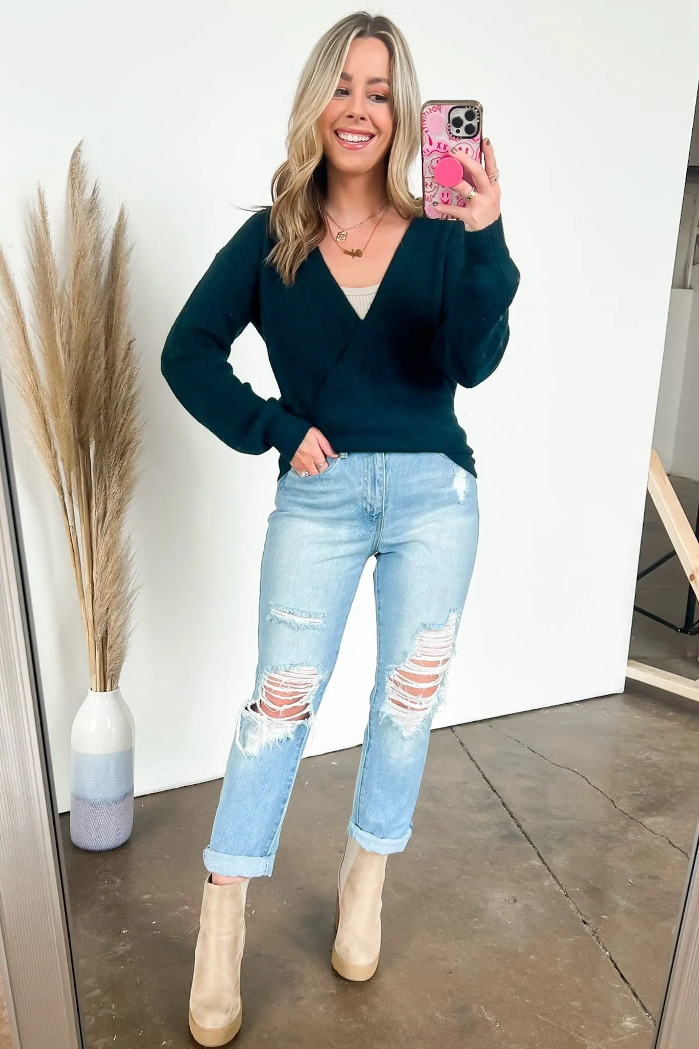 Leandrah Surplice V-Neck Sweater - FINAL SALE