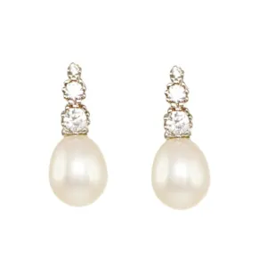 Lido Cubic Zirconia Freshwater Pearl Drop Earrings T175EW