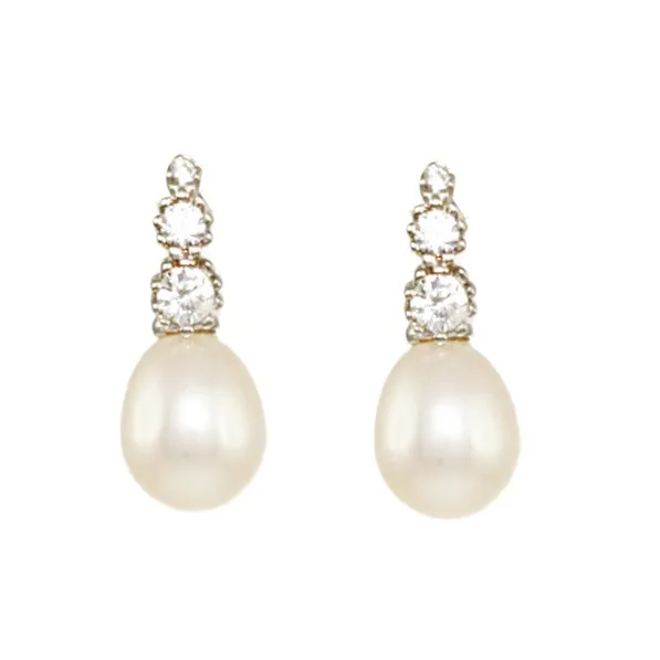 Lido Cubic Zirconia Freshwater Pearl Drop Earrings T175EW