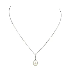 Lido Pearls Freshwater Pearl and CZ Pendant and Chain YP008