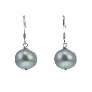 Lido Pearls Grey Freshwater Pearl Silver Drop Earrings 0166E G