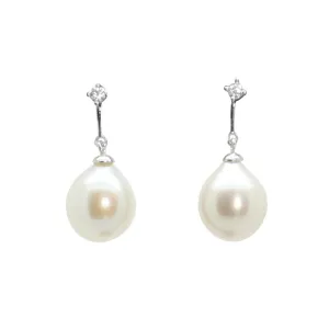 Lido Pearls White Freshwater Pearl CZ Drop Earrings YP031EW