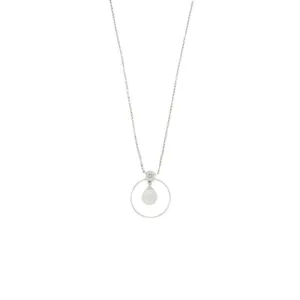 Lido White Freshwater Pearl CZ Silver Pendant and Chain KS150