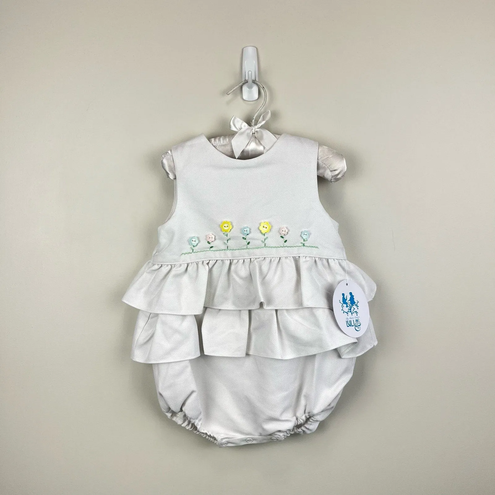 Limited Edition Luli & Me Ruffled White Flower Romper 18 Months NWT  Almost Gone!