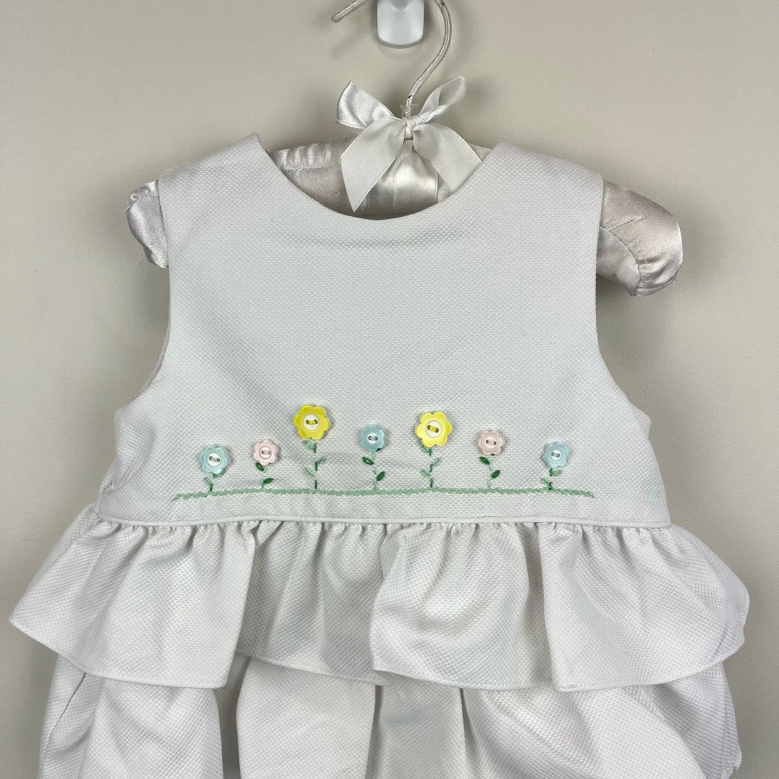 Limited Edition Luli & Me Ruffled White Flower Romper 18 Months NWT  Almost Gone!