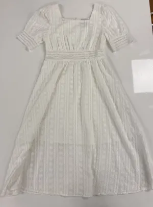Limited Edition Short Sleeve White Embroidered Vintage Midi Dress  Last Chance!