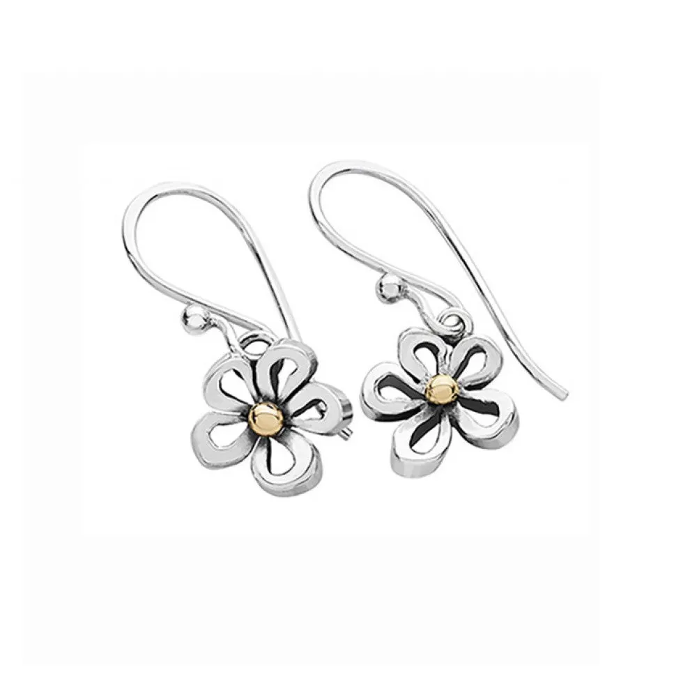 Linda MacDonald Flower Sterling Silver and 9ct Gold Earrings Fleur Collection DF