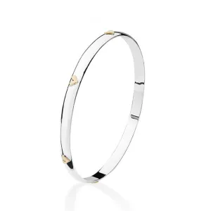 Linda MacDonald Romantic Hearts Sterling Silver and 9ct Gold Bangle With Love Collection BAHWR6