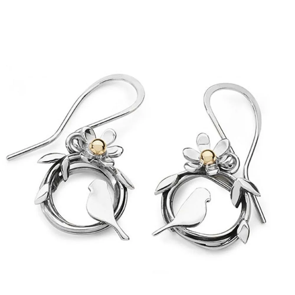 Linda MacDonald Sterling Silver and 9ct Gold Woven Earrings Entwined Collection DNTB
