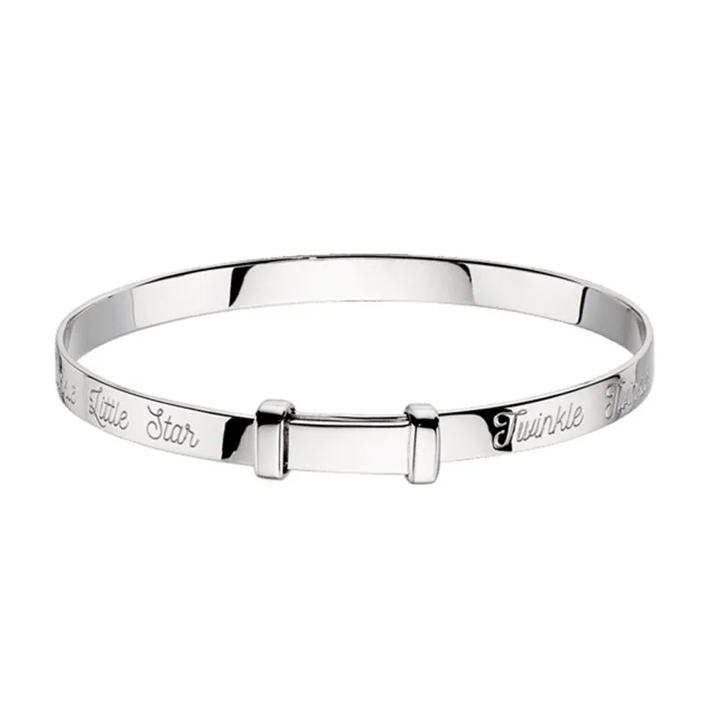 Little Star Twinkle Diamond Sterling Silver Baby Bangle LSB0024