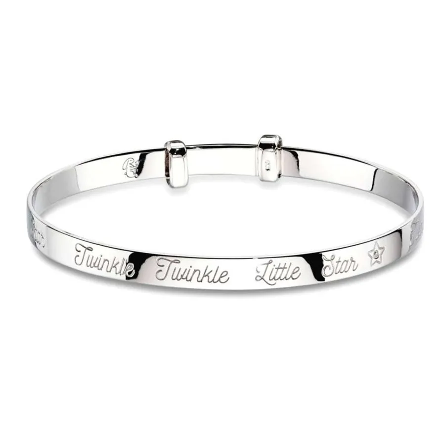 Little Star Twinkle Diamond Sterling Silver Baby Bangle LSB0024