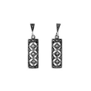 London Vintage Sterling Silver Marcasite Drop Earrings