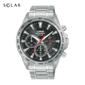 Lorus Black Dial Solar Chronograph Mens Watch RZ501AX9