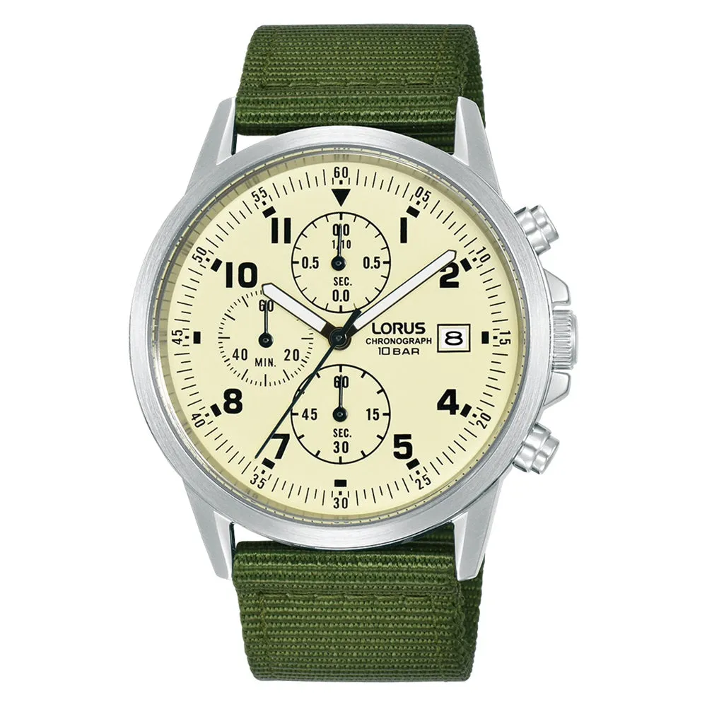 Lorus Chronograph Green Strap Mens Watch RM345JX9