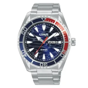 Lorus Dark Blue Wave Dial Mens Watch RH383AX9