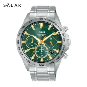 Lorus Green Dial Solar Chronograph Mens Watch RZ505AX9