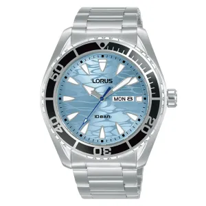 Lorus Light Blue Wave Dial Mens Watch RH389AX9