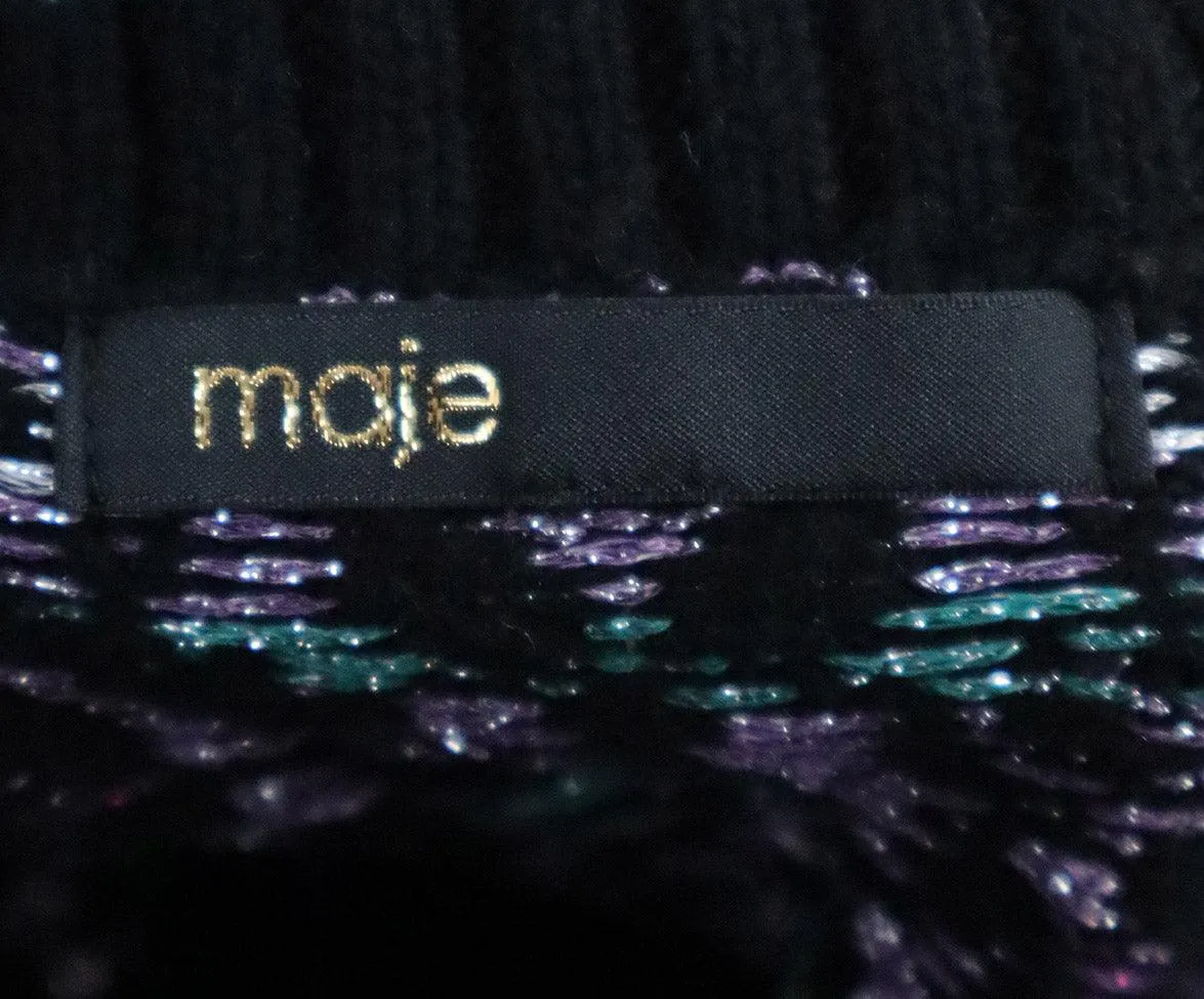 Maje Metallic Purple Green & Black Sweater sz 4
