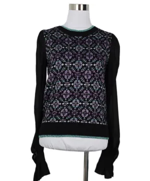 Maje Metallic Purple Green & Black Sweater sz 4