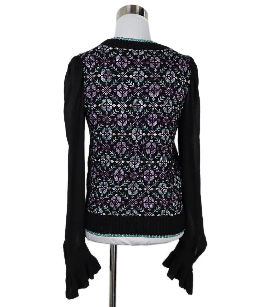 Maje Metallic Purple Green & Black Sweater sz 4
