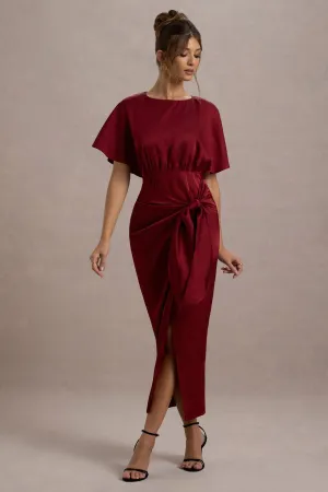 Mika | Port Satin Short-Sleeve Wrap Maxi Dress Club L London