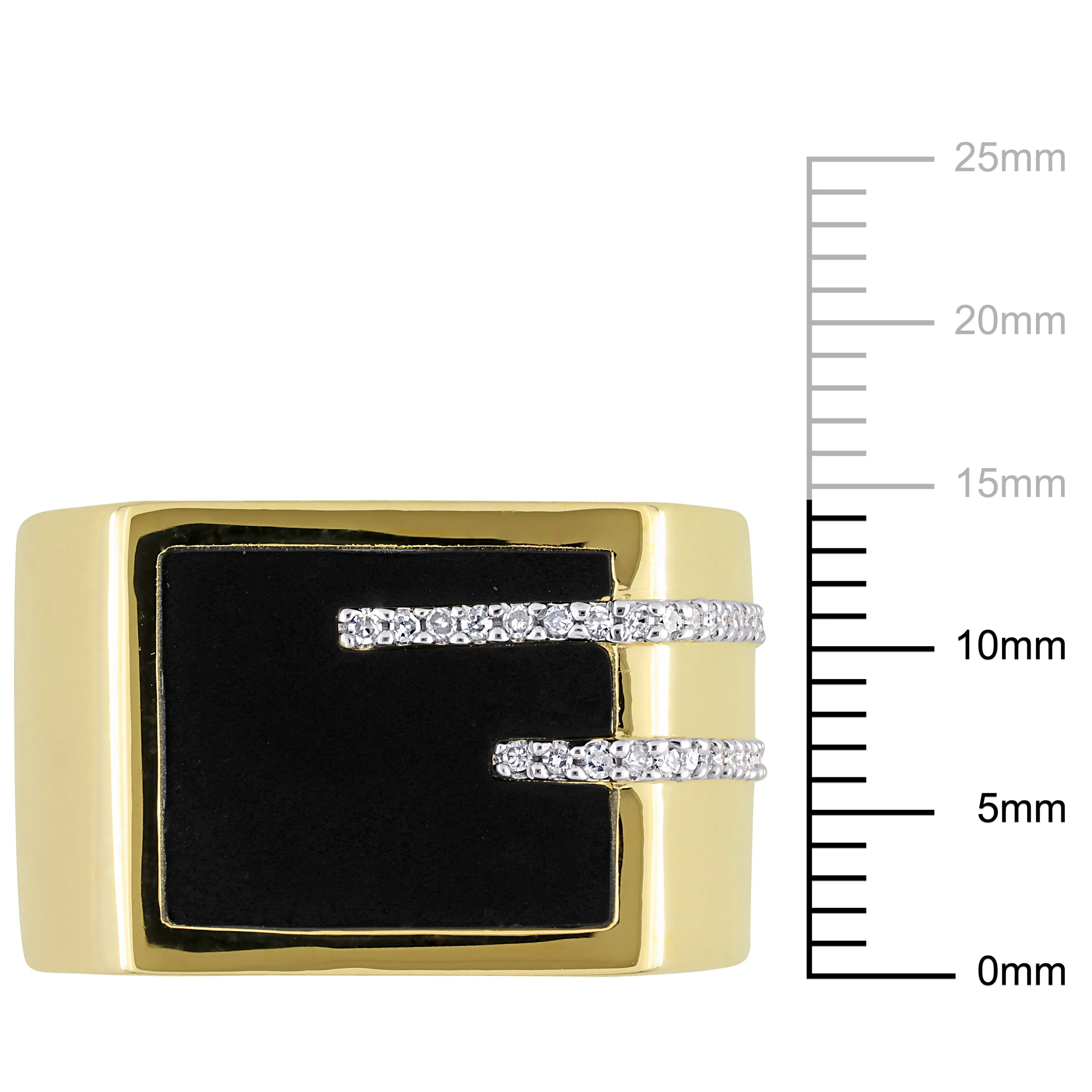 Mimi & Max 5ct TGW Square Black Onyx and 1/6ct TW Diamond Men's Ring in Yellow Plated Sterling Silver